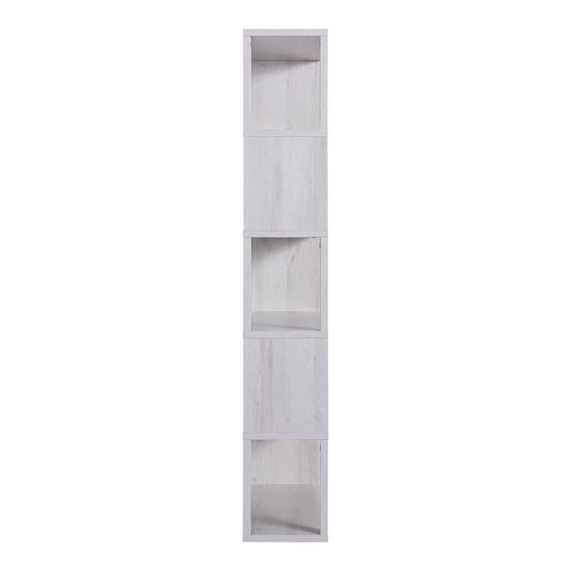 Furniture of America Deini Transitional Wood 5-Shelf Bookcase in White Oak