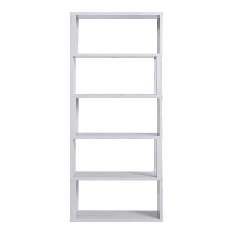 Furniture of America Deini Transitional Wood 5-Shelf Bookcase in White Oak
