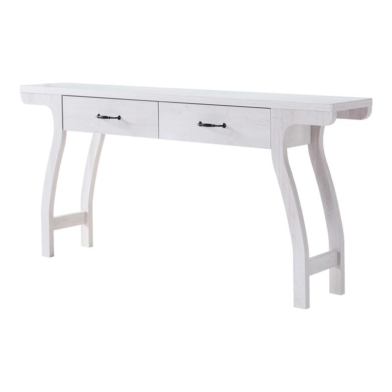 Furniture of America Domi Transitional Wood 2-Drawer Console Table in White Oak
