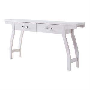 furniture of america domi transitional wood 2-drawer console table in white oak