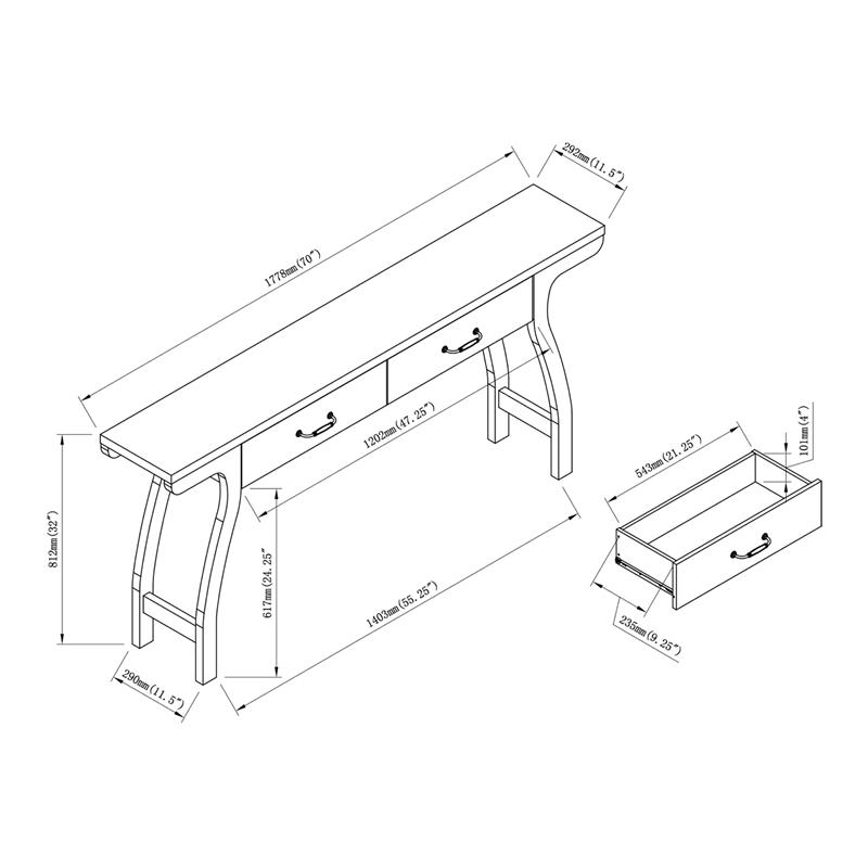 Furniture of America Domi Transitional Wood 2-Drawer Console Table in White Oak