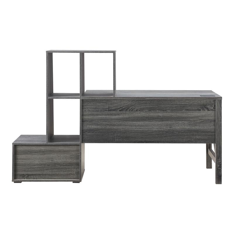 Furniture of America Axela Wood Multi-Storage Desk in Distressed Gray