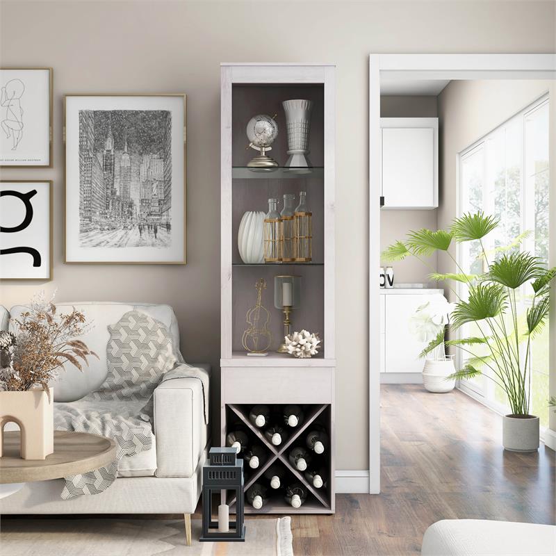 Furniture of America Mette Transitional Wood Multi-Storage Curio in White Oak