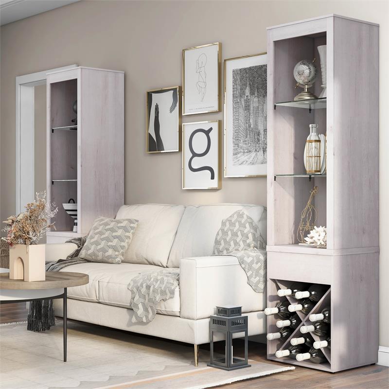 Furniture of America Mette Transitional Wood Multi-Storage Curio in White Oak