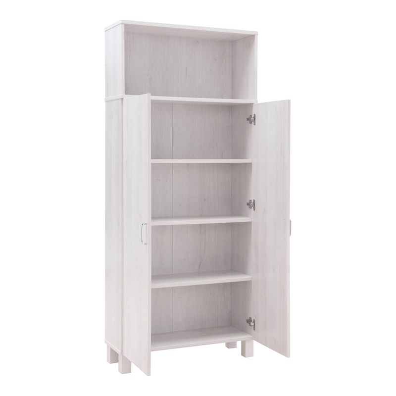 Furniture of America Astro Contemporary Wood 5-Shelf Pantry in White Oak