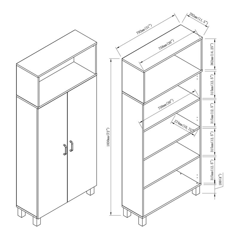 Furniture of America Astro Contemporary Wood 5-Shelf Pantry in White Oak