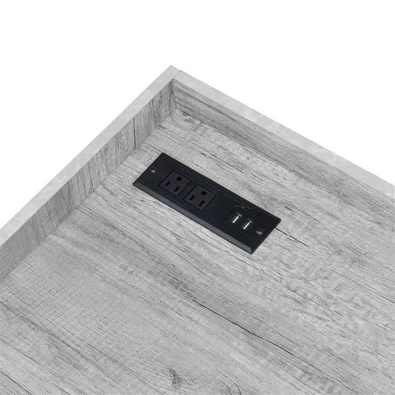 Furniture of America Trela Wood Writing Desk with USB Plug in Light Gray