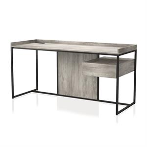 Furniture of America Trela Wood Writing Desk with USB Plug in Light Gray