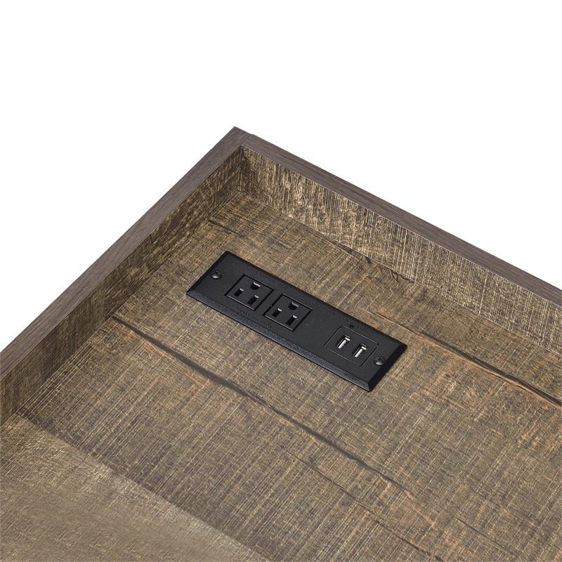Furniture of America Trela Wood Writing Desk with USB Plug in Oak