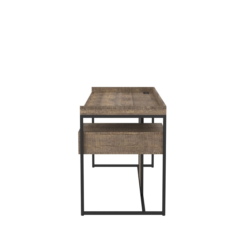 Furniture of America Trela Wood Writing Desk with USB Plug in Oak