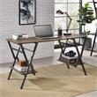 Furniture of America Carti Rustic Wood 2-Shelf Writing Desk in Oak and Gun Metal