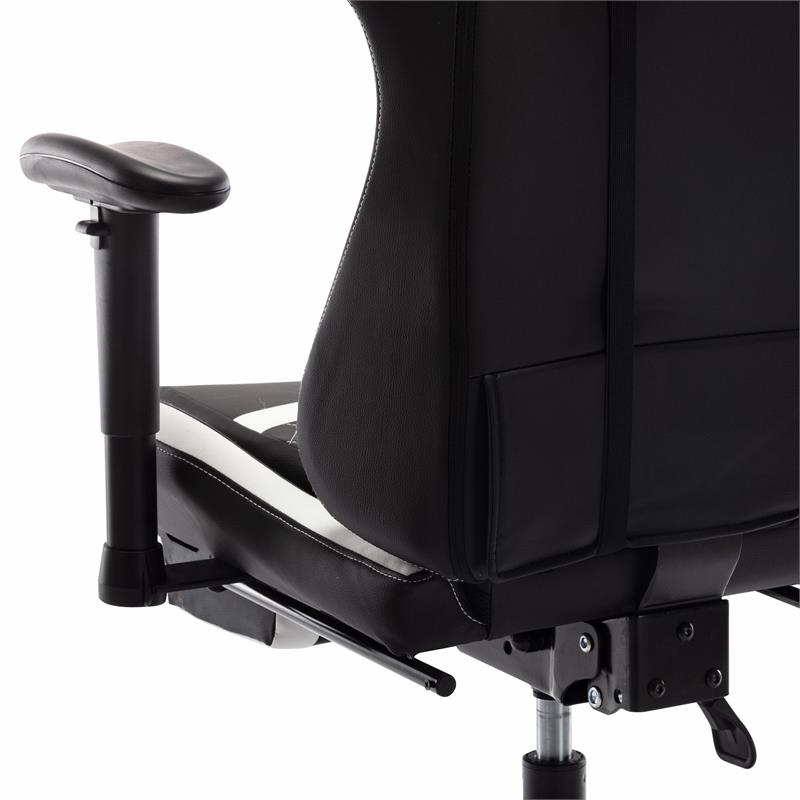 Furniture of America Nosse Faux Leather Swivel Gaming Chair in White and Black