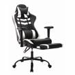 Furniture of America Nosse Faux Leather Swivel Gaming Chair in White and Black