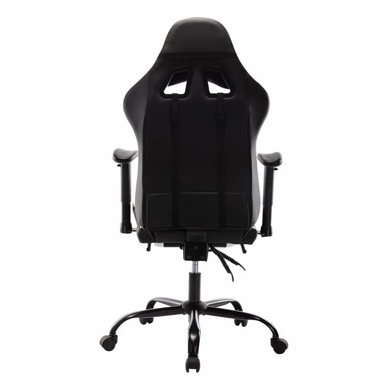 Furniture of America Nosse Faux Leather Swivel Gaming Chair in White and Black