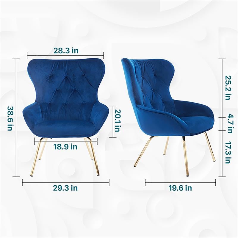Furniture of America Izus Modern Fabric Tufted Accent Chair in Blue