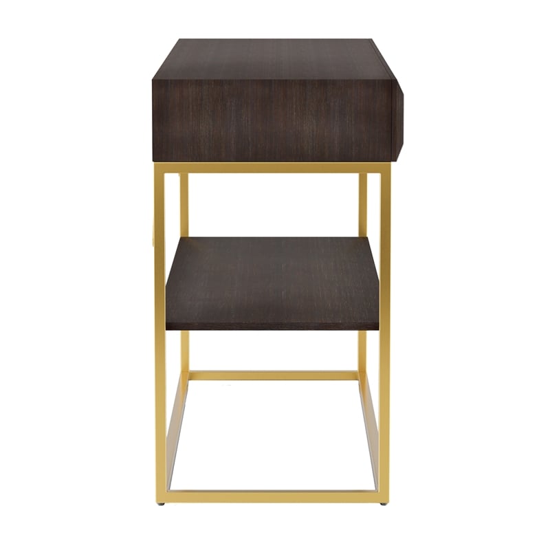 Furniture of America Giffore Metal 1-Shelf Console Table in Walnut