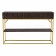 Furniture of America Giffore Metal 1-Shelf Console Table in Walnut