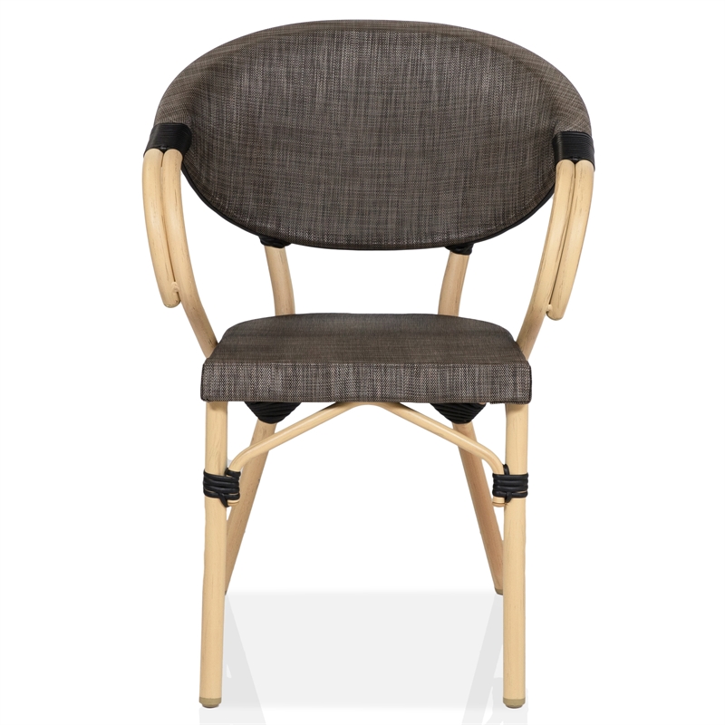 Furniture of America Borda Aluminum Patio Arm Chair in Brown (Set of 2)