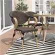 Furniture of America Borda Aluminum Patio Arm Chair in Brown (Set of 2)