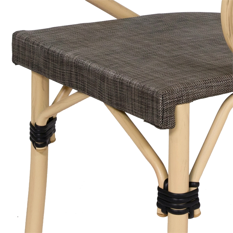 Furniture of America Borda Aluminum Patio Arm Chair in Brown (Set of 2)