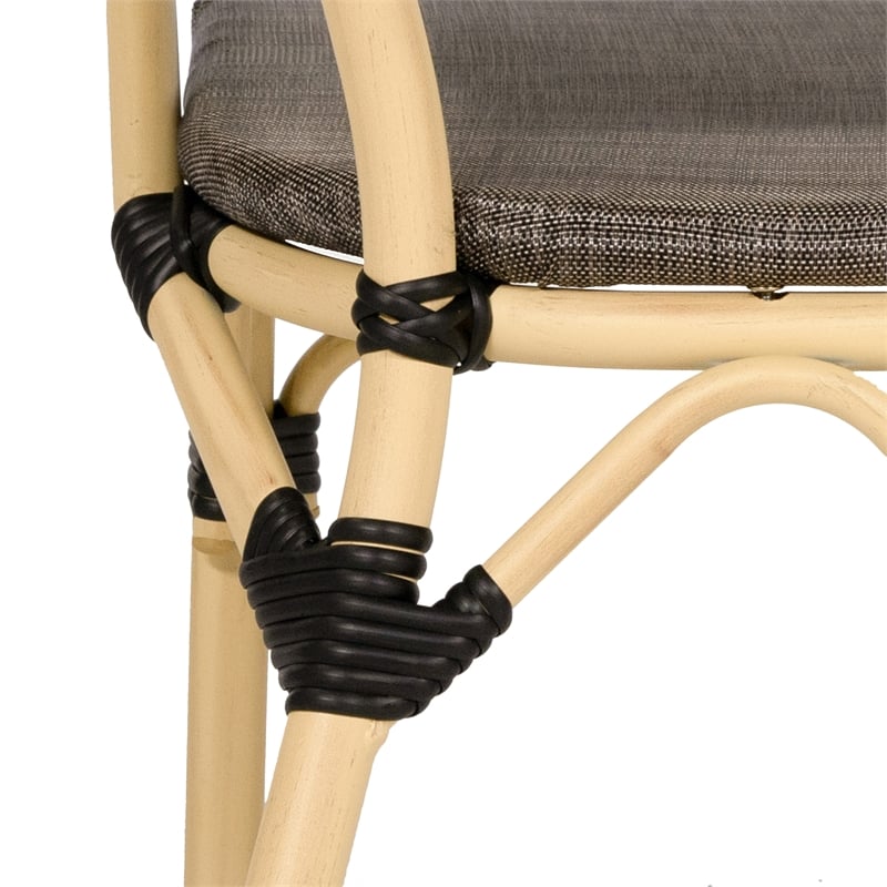 Furniture of America Borda Aluminum Patio Arm Chair in Brown (Set of 2)