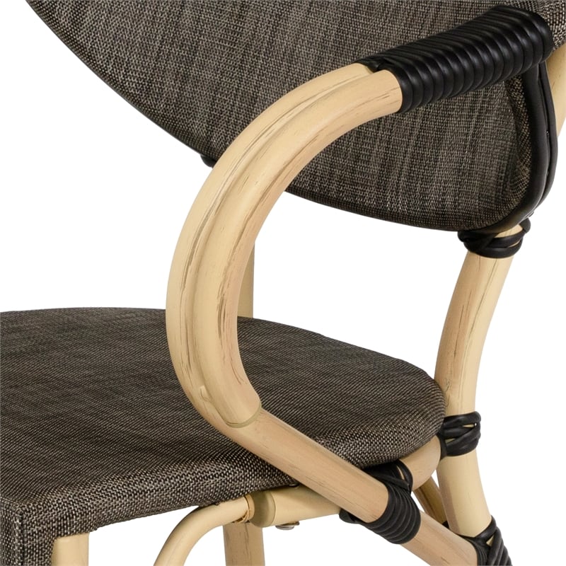 Furniture of America Borda Aluminum Patio Arm Chair in Brown (Set of 2)