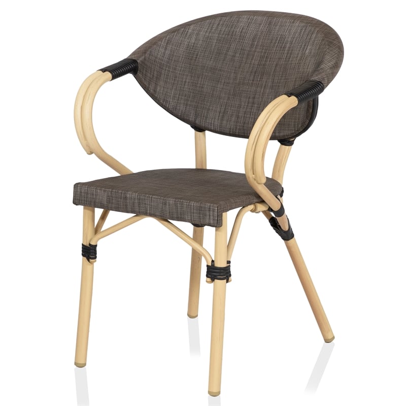 Furniture of America Borda Aluminum Patio Arm Chair in Brown (Set of 2)