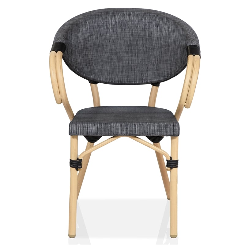 Furniture of America Borda Aluminum Patio Arm Chair in Dark Gray (Set of 2)