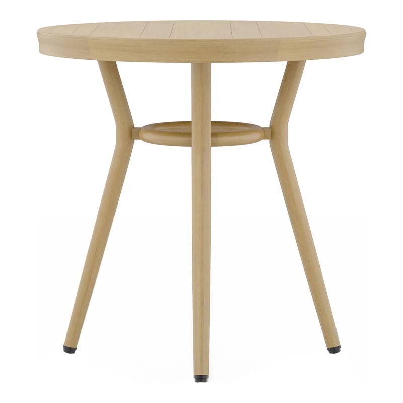 Furniture of America Devey Aluminum Round Patio Side Table in Natural Tone