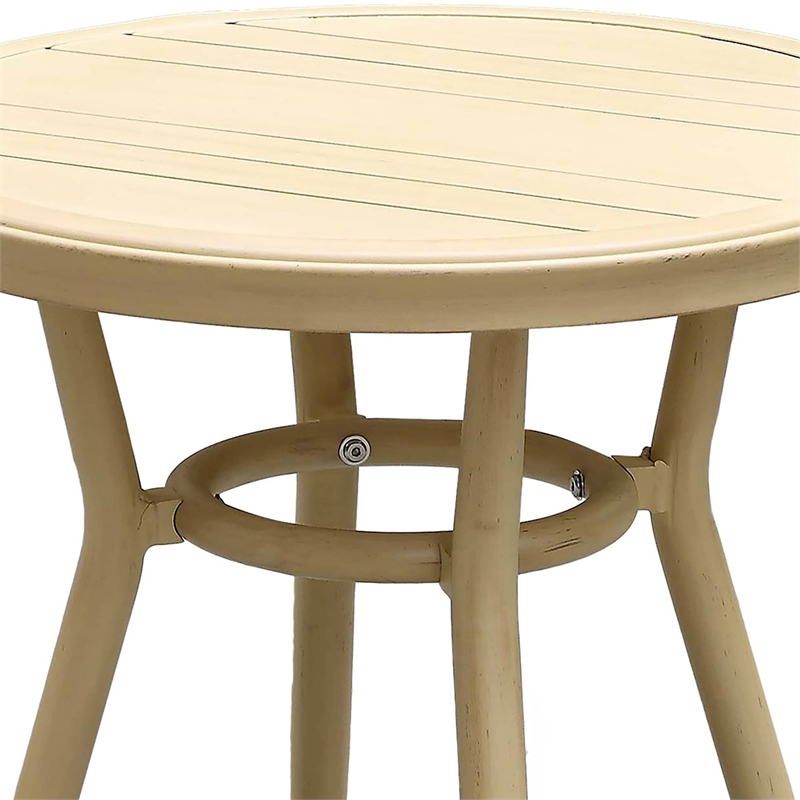 Furniture of America Devey Aluminum Round Patio Side Table in Natural Tone