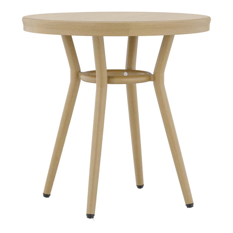 Furniture of America Devey Aluminum Round Patio Side Table in Natural Tone