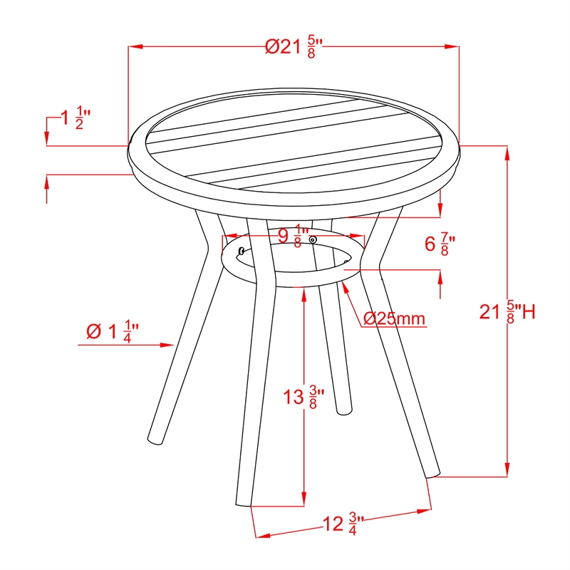 Furniture of America Devey Aluminum Round Patio Side Table in Natural Tone
