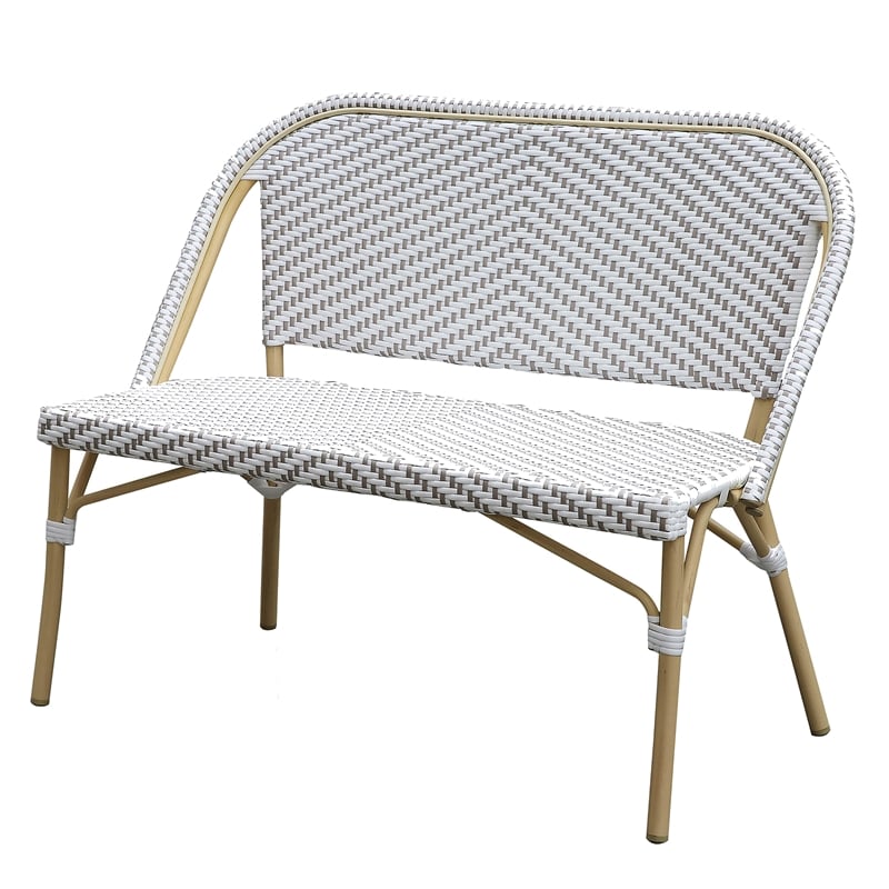 Furniture of America Devey Modern Aluminum Patio Loveseat Bench in Gray
