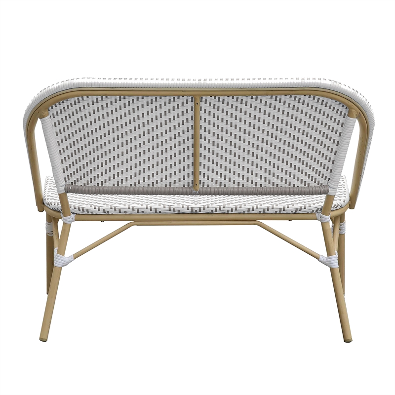 Furniture of America Devey Modern Aluminum Patio Loveseat Bench in Gray