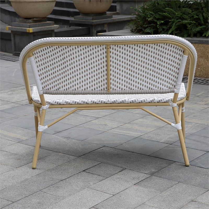 Furniture of America Devey Modern Aluminum Patio Loveseat Bench in Gray