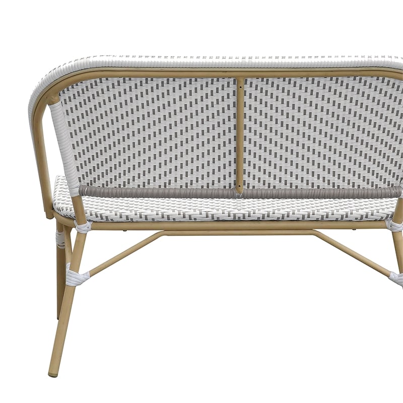 Furniture of America Devey Modern Aluminum Patio Loveseat Bench in Gray