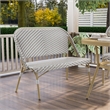 Furniture of America Devey Modern Aluminum Patio Loveseat Bench in Gray