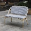 Furniture of America Devey PE Wicker/Aluminum Patio Loveseat Bench Navy/Natural