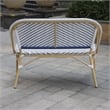 Furniture of America Devey PE Wicker/Aluminum Patio Loveseat Bench Navy/Natural
