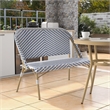 Furniture of America Devey PE Wicker/Aluminum Patio Loveseat Bench Navy/Natural
