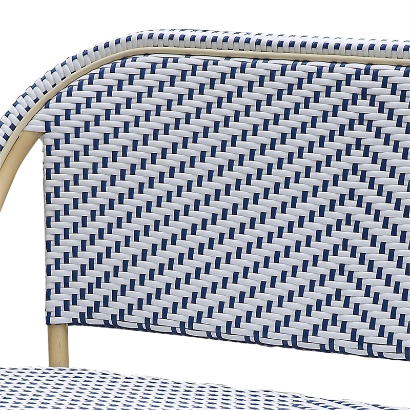 Furniture of America Devey PE Wicker/Aluminum Patio Loveseat Bench Navy/Natural
