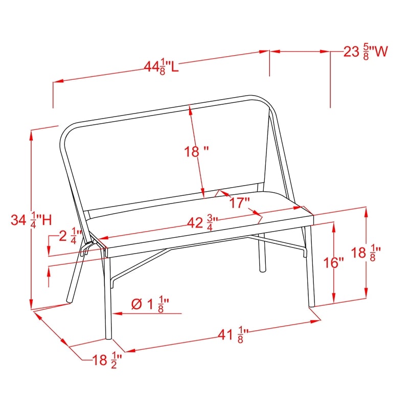 Furniture of America Devey PE Wicker/Aluminum Patio Loveseat Bench Navy/Natural