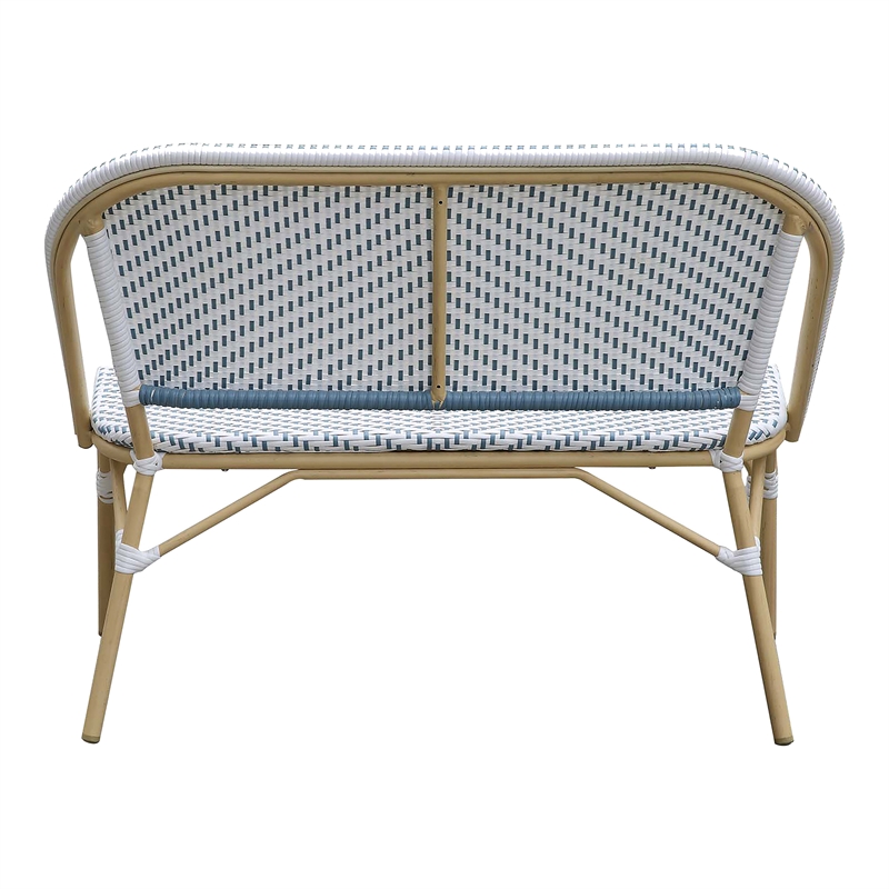 Furniture of America Devey Modern Aluminum Patio Loveseat Bench in Blue