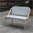 Furniture of America Devey Modern Aluminum Patio Loveseat Bench in Blue