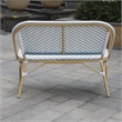 Furniture of America Devey Modern Aluminum Patio Loveseat Bench in Blue