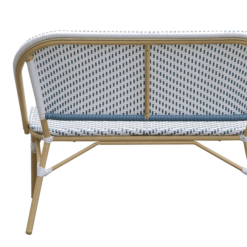 Furniture of America Devey Modern Aluminum Patio Loveseat Bench in Blue