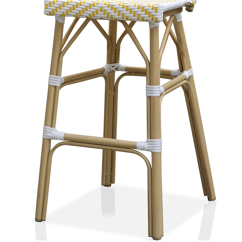 Furniture of America Devey Modern Aluminum Patio Bar Chairs in Yellow (Set of 2)