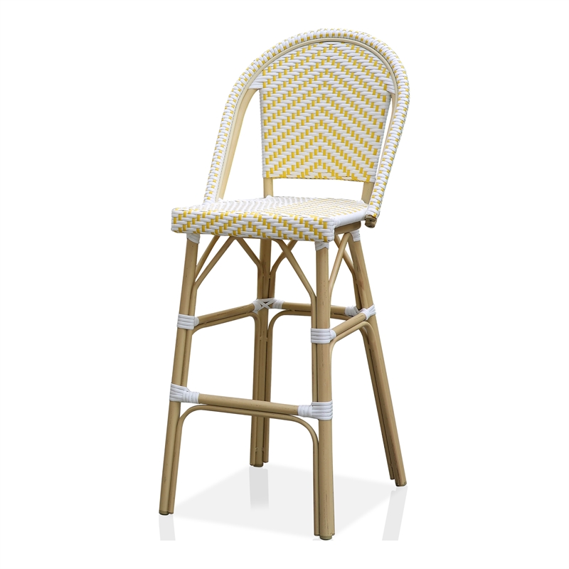 Furniture of America Devey Modern Aluminum Patio Bar Chairs in Yellow (Set of 2)