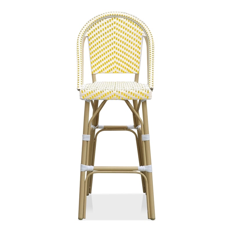 Furniture of America Devey Modern Aluminum Patio Bar Chairs in Yellow (Set of 2)