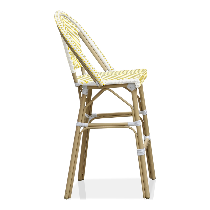 Furniture of America Devey Modern Aluminum Patio Bar Chairs in Yellow (Set of 2)